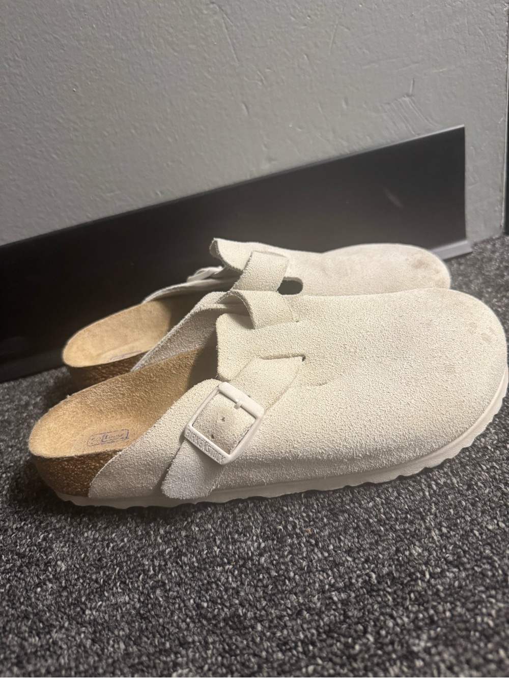 Birkenstock Cream Suede Boston Clogs - Picture 7 of 15